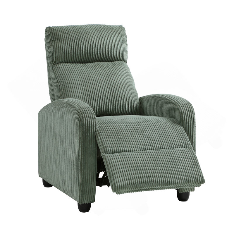 Pary Manual Push Back Reclining Chair With Green Ribbed Corduroy, Black/Green