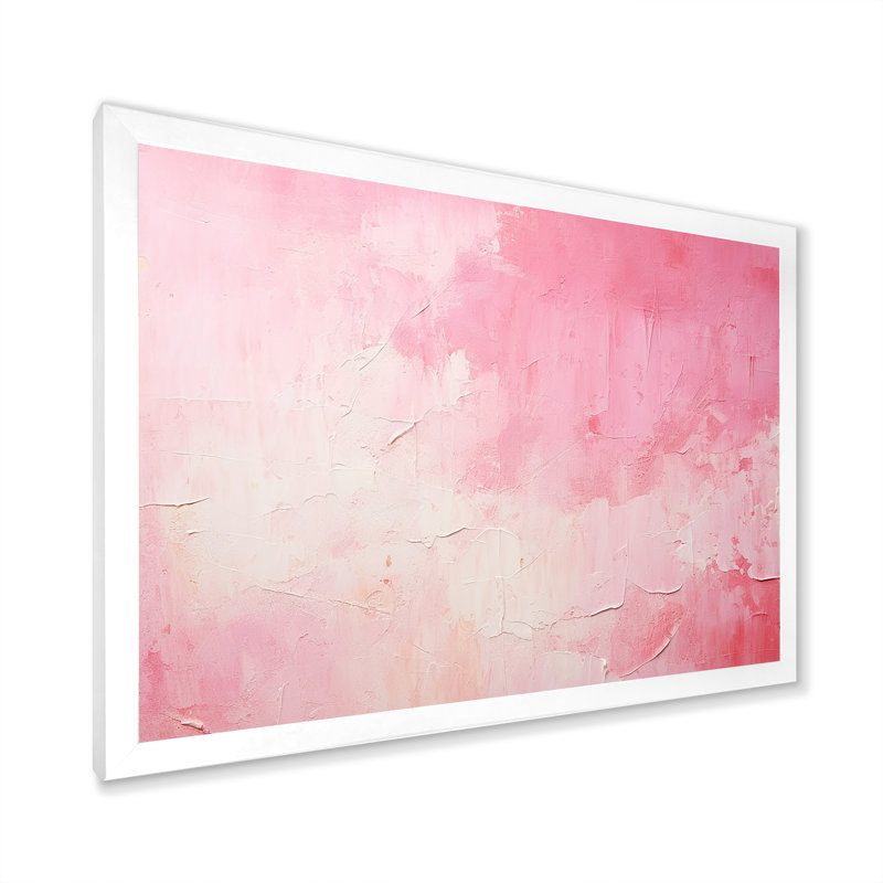 Or et rose, rivière abstraite minimale IV - Fuschia, art mural, Cadre simple blanc, H 24 po x l 32 po x P 1 po