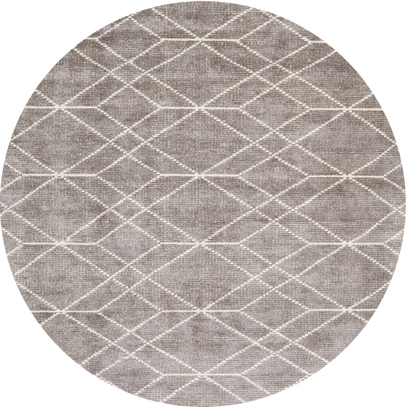 Tapis zone gris clair contemporaine, Rond 6 pi