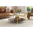 Modern Round Walnut 2-Tiered Coffee Table With Glass Top And Gold Base For Living Room, 29.9"
