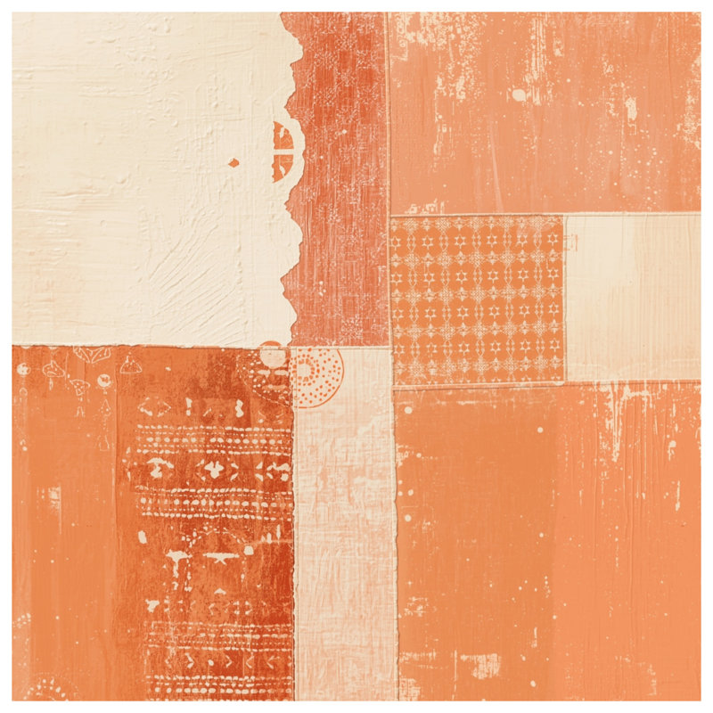 Orange Beige Patchwork Double Sided Throw Pillows, 14 x 14 inches