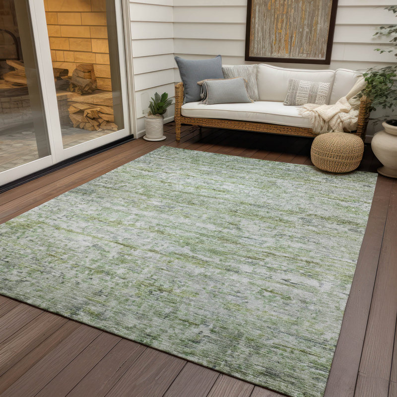 Tapis d'intérieur / extérieur vert lavable Tova , 5' x 7'6"