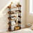 2 PCS 5-Tier Bookshelf Open Bookcase with Anti-Tipping Kit Storage Unit for Bedroom Rustic Brown & Black-227777870-227777867
