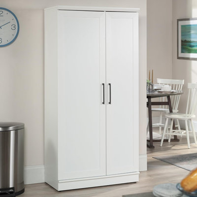 Armoire de rangement pour cuisine avec porte battante et tablettes réglables, fini blanc doux Homeplus