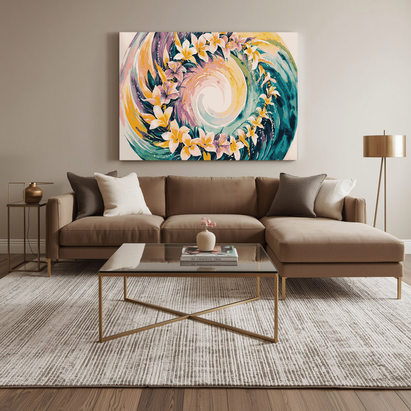Art hawaïen sur toile beige Leis, H 11 po x l 14 po