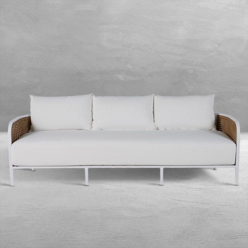 Havana (Cane) Sofa, Welt/Dream fill, Perigold Piccadilly Stripe Patina, Chalk/Natural Cane