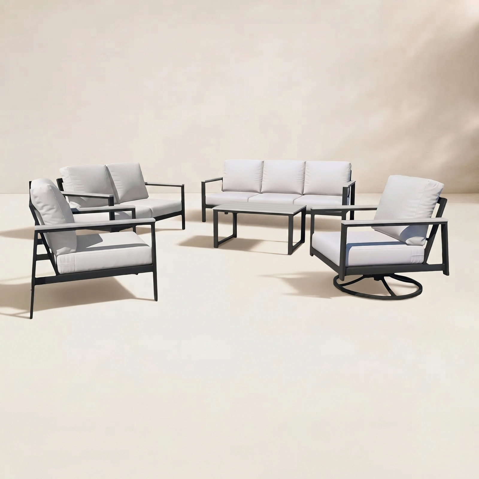 Townsend 5 Piece Sofa Seating Group with Sunbrella® Cushions, Sunbrella Canvas Natural