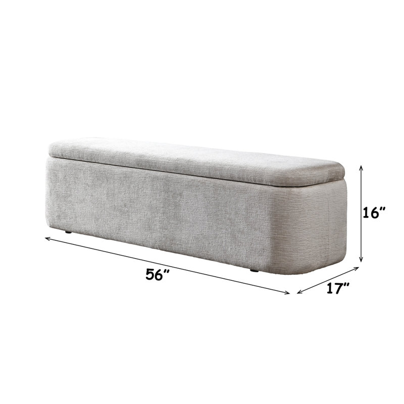 Orane Gray Linen Bench w/Storage