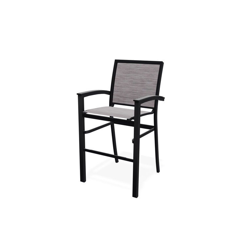 Chaise de café empilable en aluminium Bazza, Noir, Fossile