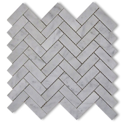 1 in. x 3 in. Herringbone Polished Marble Tile