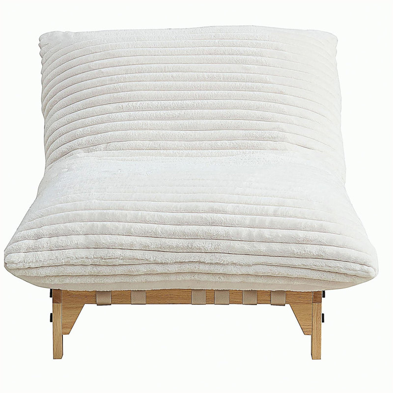 Canapé d'appoint sans accoudoirs, canapé simple décontracté, tissu velours côtelé, pour le salon et la chambre à coucher, avec dossier, siège simple, blanc cassé