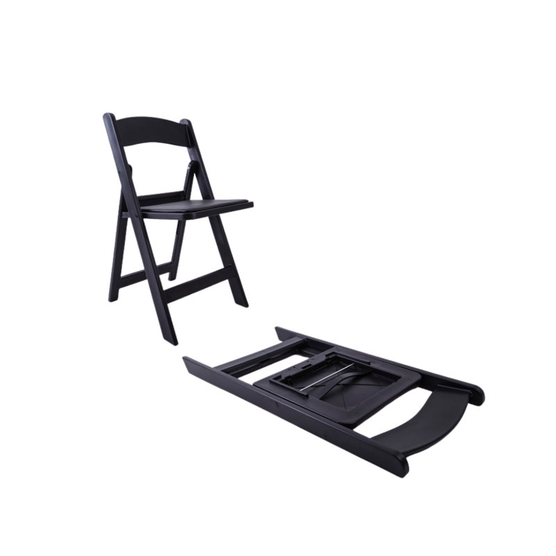 Chaise pliante rembourrée en vinyle Tarrison, Noir