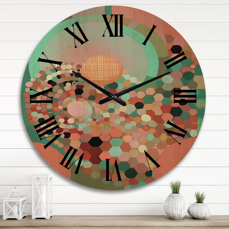 Horloge murale Crystalline Consciousnessin Retro Tones, Très grand