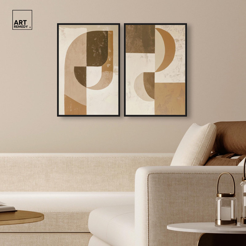 Inner Sanctum Duo Canvas Print Abstract Boho Art Set by Art Remedy, Black Frame, 10 x 15, H 25 po x l 17 po, Structure noire