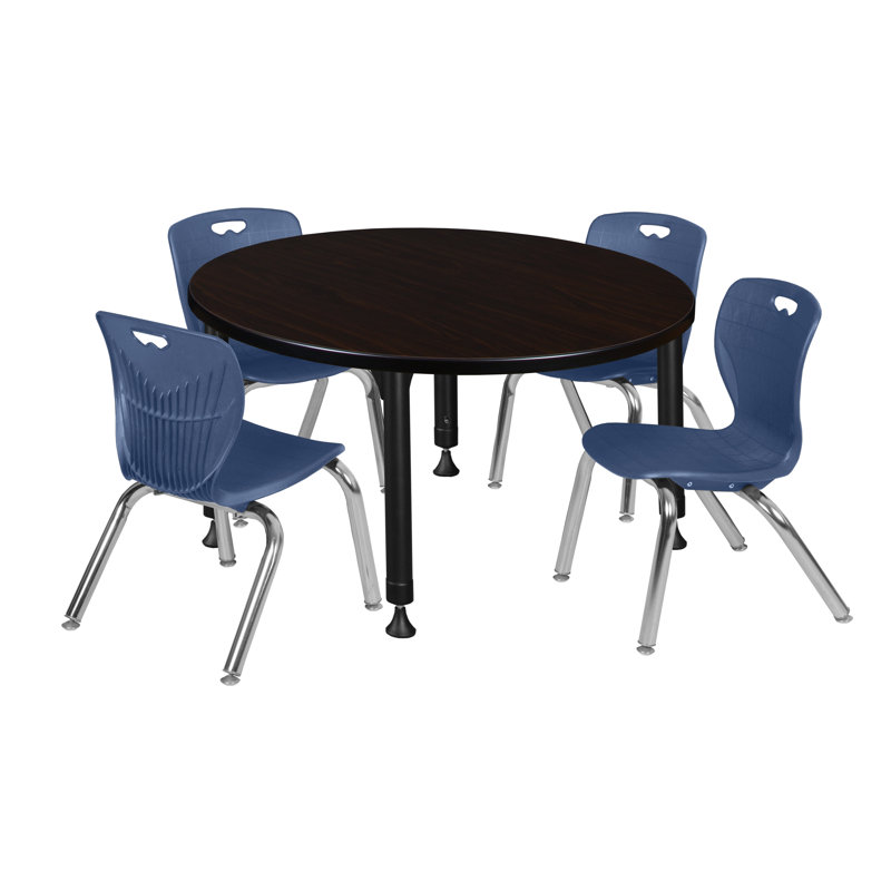 Kee Round Breakroom Table and 12" Chair Set, 34" H x 36" L x 36" W, Black, Gray