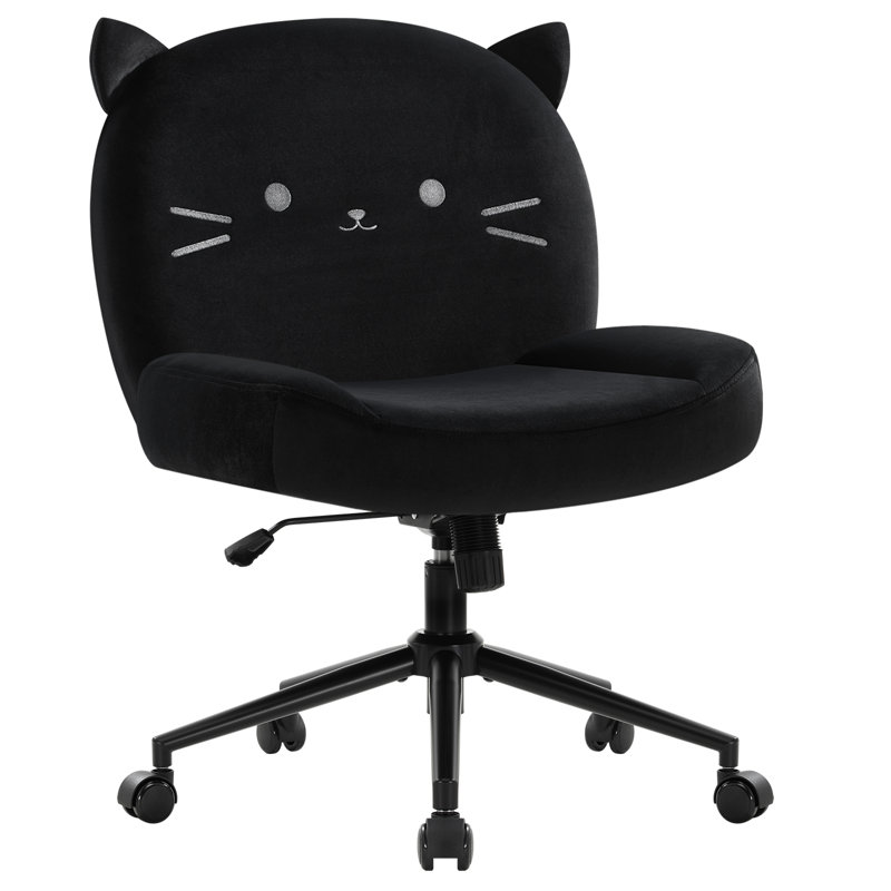 Chaise de bureau en coton Hailie, Noir