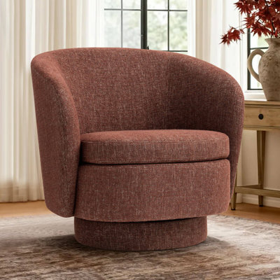 Modern Linen Swivel Barrel Accent Chair