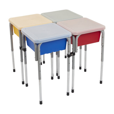 ECR4Kids 4-Station Sand and Water Adjustable Height Table, Sensory Bins
