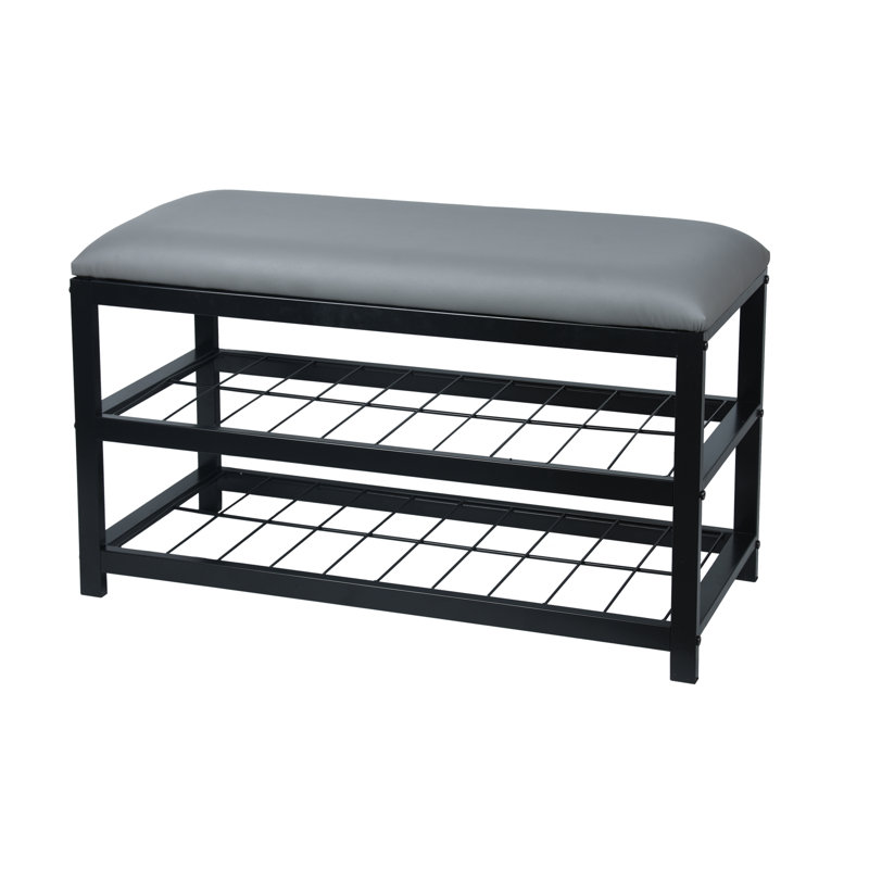 Banc de rangement pour chaussures à 2 niveaux 6 paires, Gris