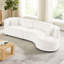 Style luxueux et moderne, blanc, canapé Boucle, revêtement incurvé, méridienne 2, chambre à coucher, rembourrage élevé, design blanc avec 2 face à droite et look rétro
