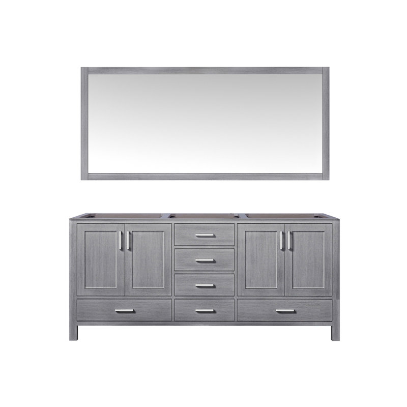 Meuble-lavabo double gris vieilli 72 po X P 22 po D et 28 po Miroir, Gris