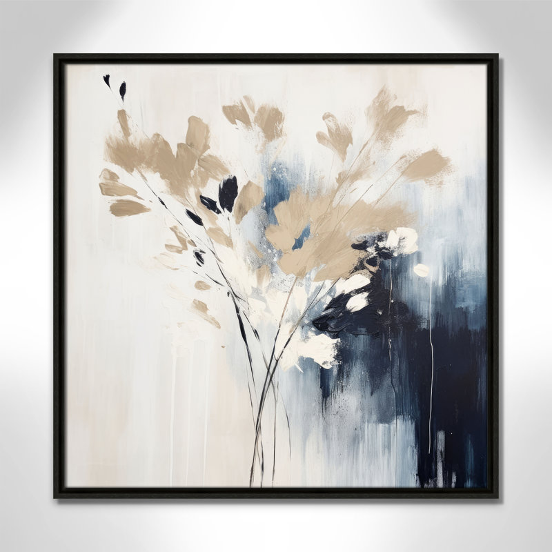 «Bliue Earthly Neutralité II» par Irena Orlov, L 25,5 po x H 25,5 po, Toile avec cadre, Flottant espresso