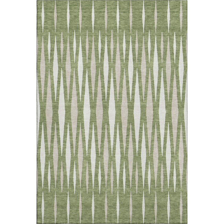Premium Machine Washable Prisco Green Rug
