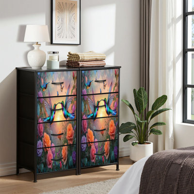 Commode pour commode de chambre à coucher pour commode Ethereal Sunset Hummingbirds Lifelike Roses