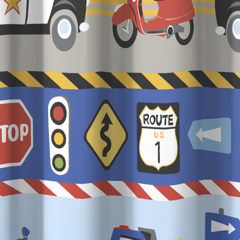 Trucks & Trains Cotton Blend Shower Curtain