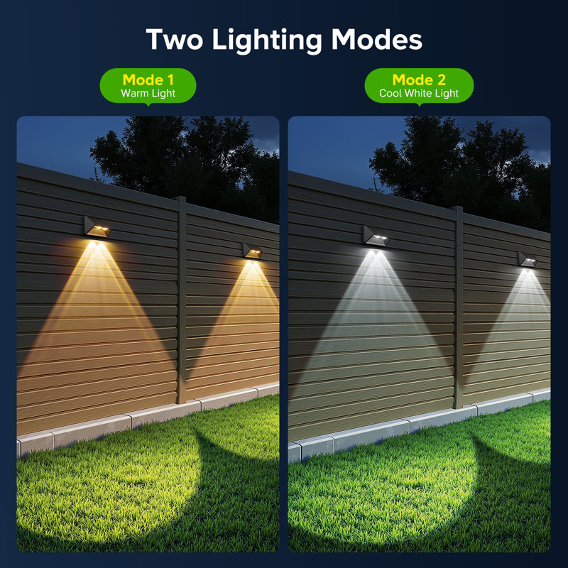 Solar Fence Lights Outdoor, Super Bright Lens Led Fence Lights Solar Powered With 3500k/6000k 2 Modes, Ip65 Waterproof Solar Deck Lights For Outside Patio Step Stair Railing Wall