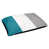 Bleu sarcelle, blanc, gris