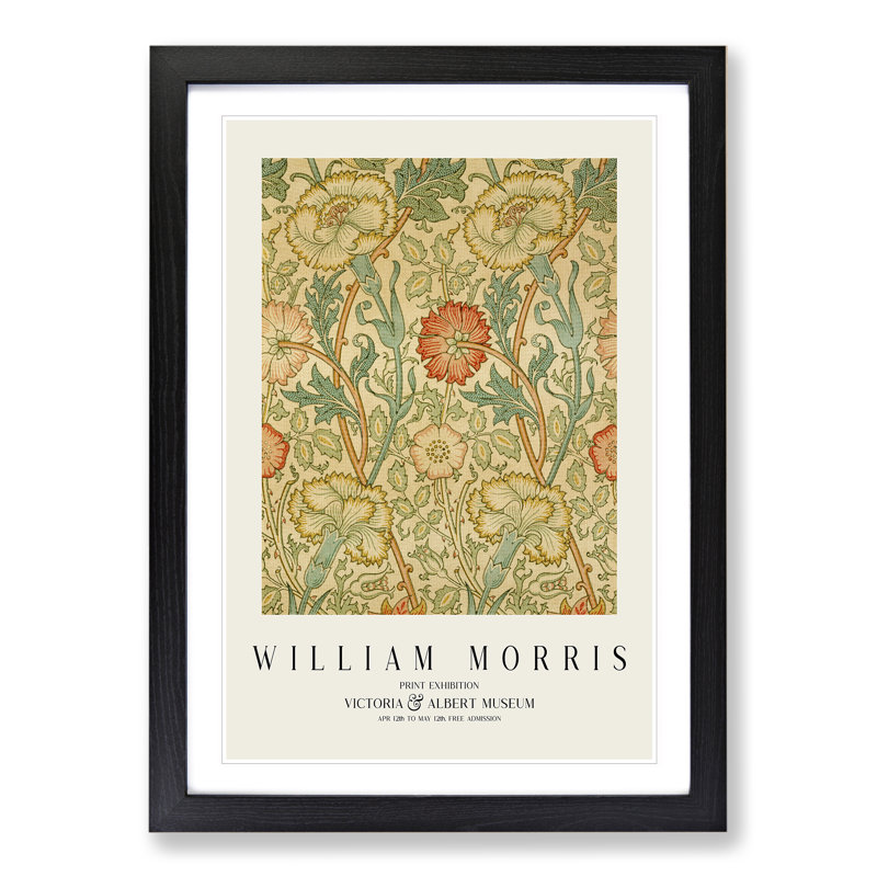 Pink and Rose Print by William Morris - Framed Print, 65cm H x 48cm W x 2cm D, Black Framed
