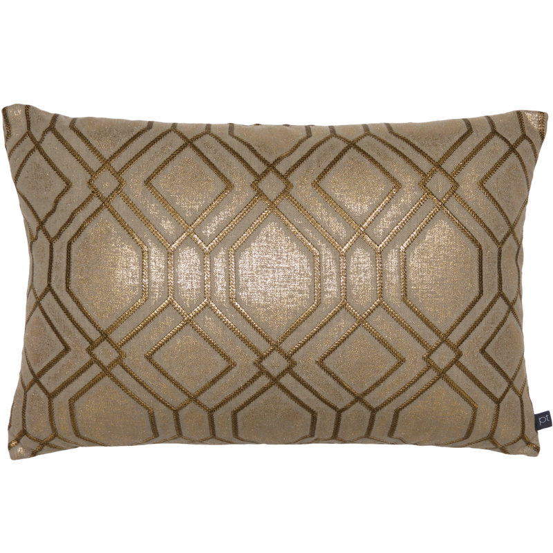 Geometric Rectangular Cushion, Coin, Polyester/Polyfill