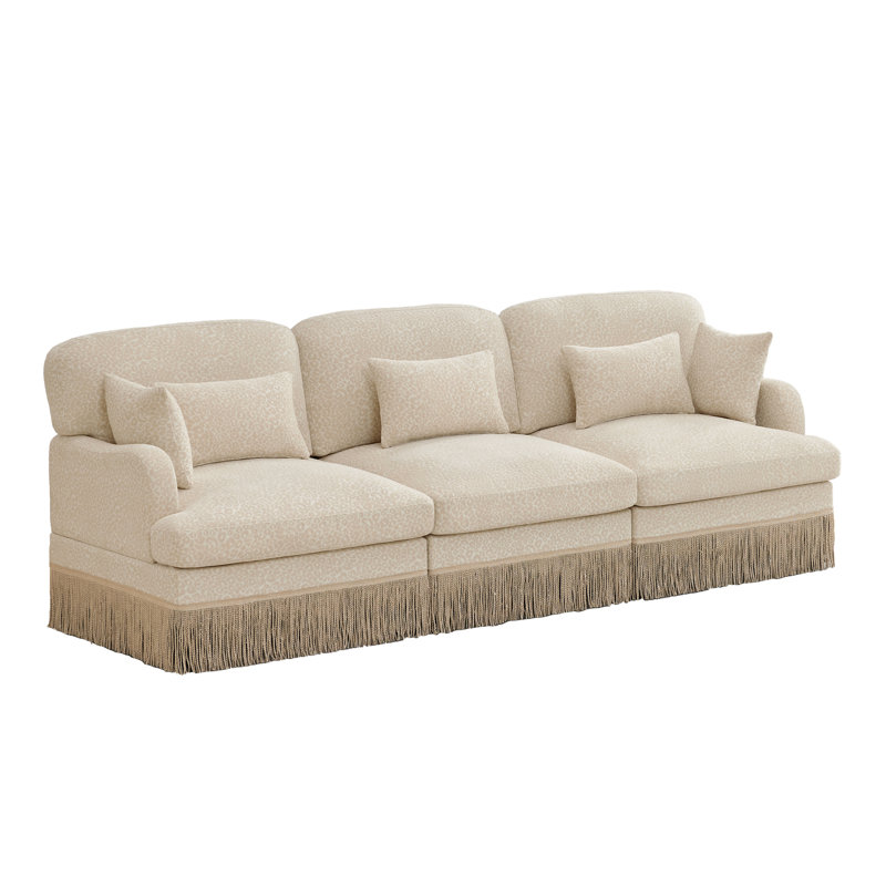 Deep Seat Sectionals Chenille 3 Seater Modern Tassel Sofa For Home