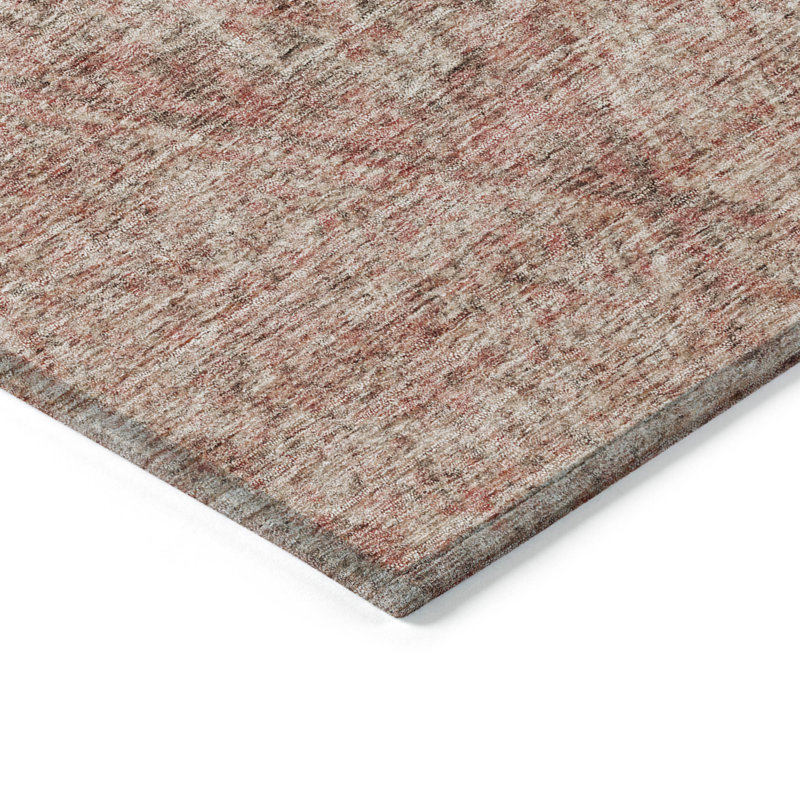 Red Diamond Pattern Washable Synthetic Rectangular Rug 3' x 5'
