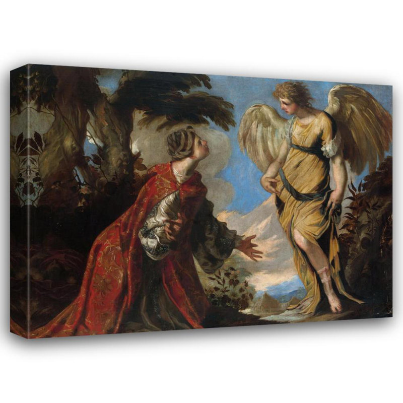 «Hagar and the Angel» par Francesco Maffei - Art mural sur toile tendue avec châssis, H 48 po x l 33 po