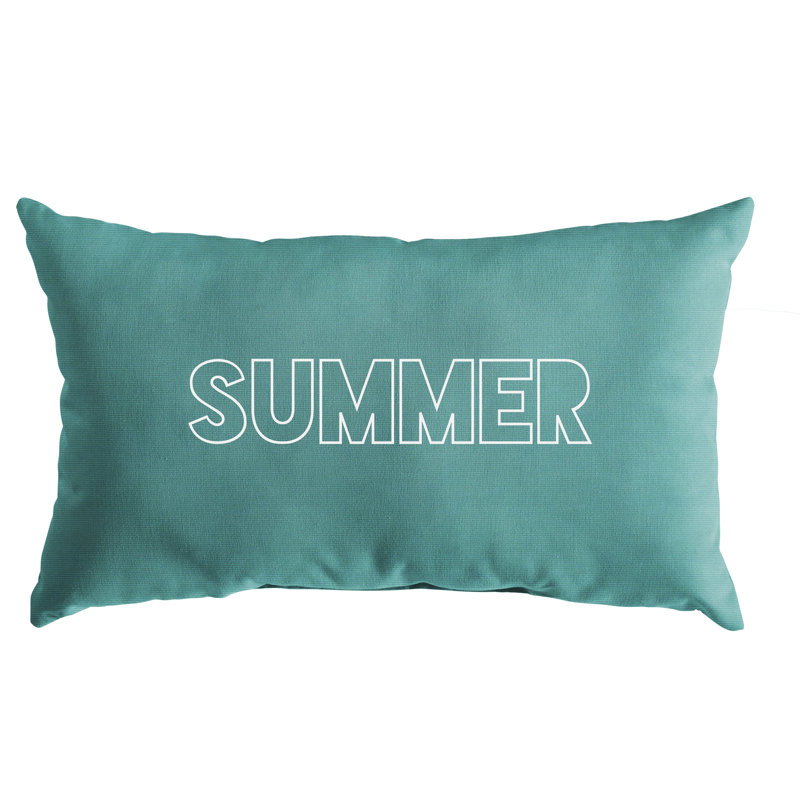 Embroidered Outdoor Reversible Throw Pillow, 13" H x 20" W, Hot Pink