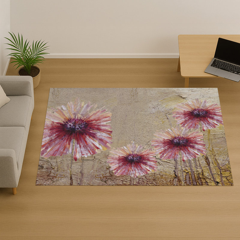 Floral Area Rug, Rectangle 90 x 150 cm