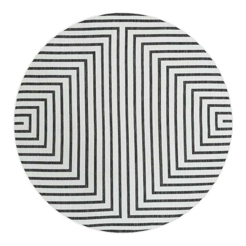Geometric Indoor / Outdoor Rug, Round 6'1"
