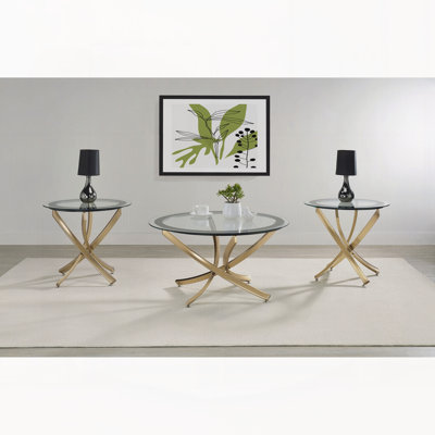 Ensemble de 3 tables basses et tables de bout rondes