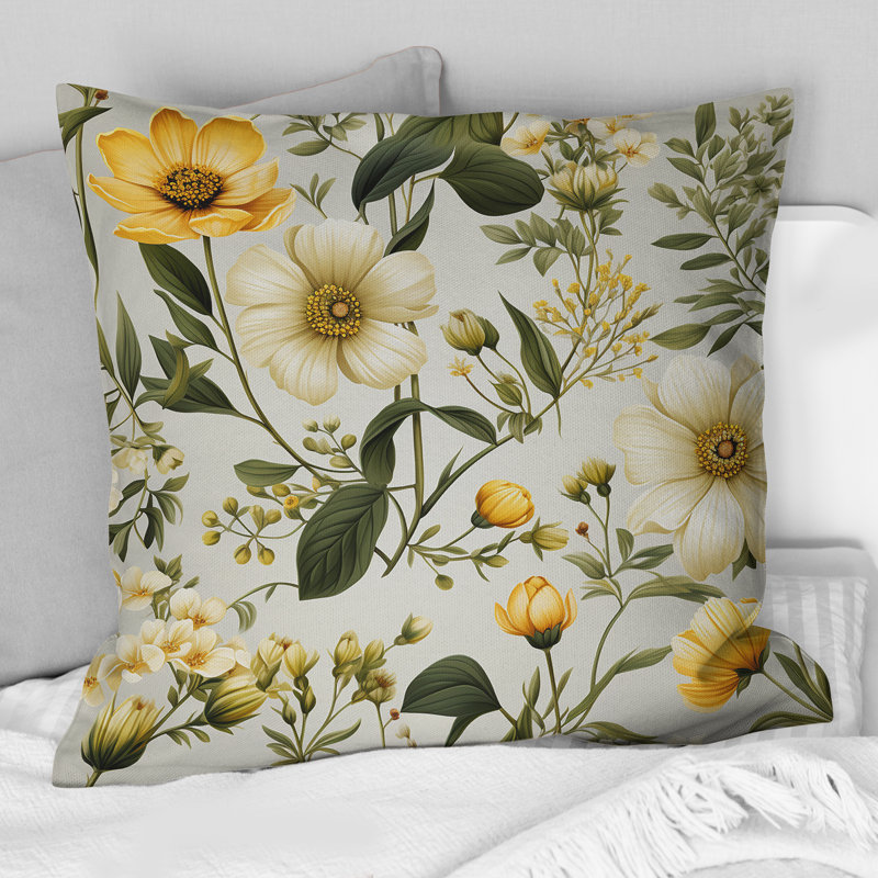 Coussin décoratif à motif bohème Botanical Neutrals III, H 18 po x l 18 po