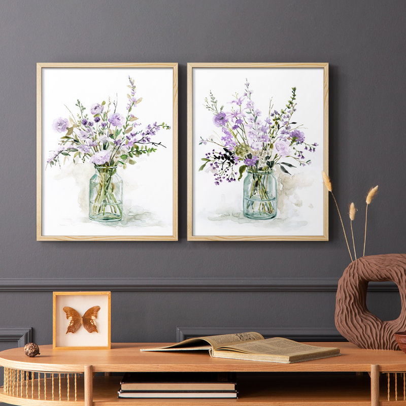 «Purple Passion I», reproduction encadrée de qualité supérieure - prête à être accrochée - aucun clou requis - aucun clou requis