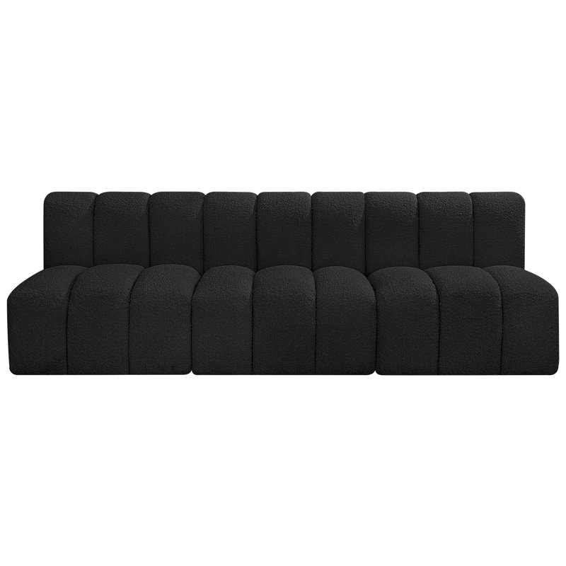 Hrach Upholstered Sectional Reversible, Black Boucle Fabric