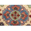 Tapis rouge / beige / bleu en laine noué à la main à motif géométrique 2 pi 7 po x 4 pi 1 po