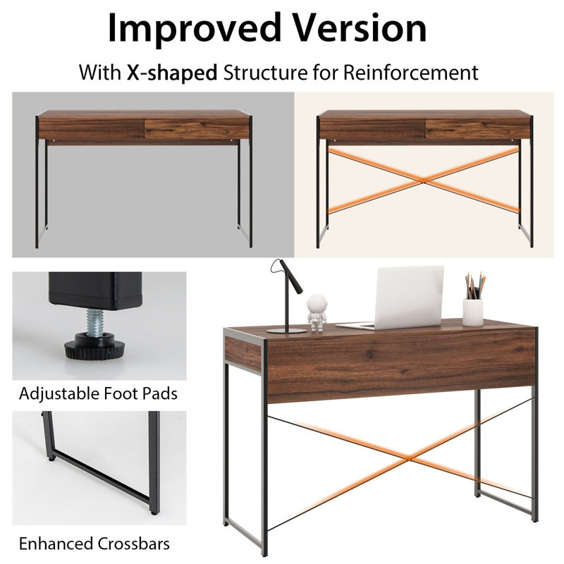 Adalaya Metal Base Writing Desk