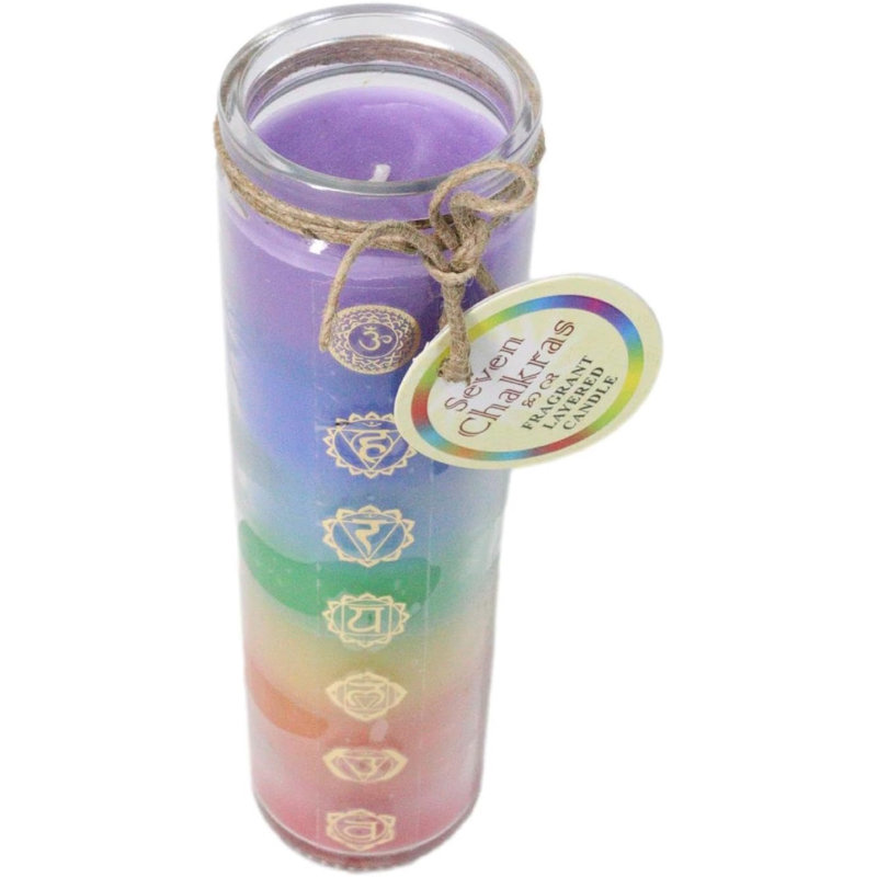 Grande bougie arc-en-ciel mystique spirituelle Wicca