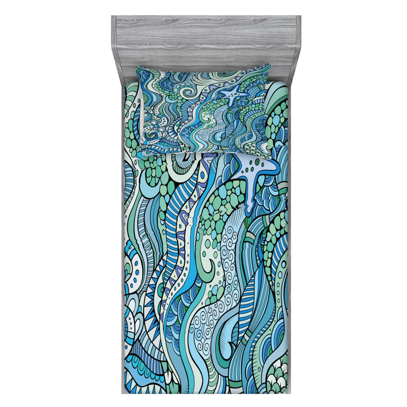 Abstract Microfiber Geometric Sheet Set, Twin Sheet Set + Fitted Sheet + 1 Pillowcase