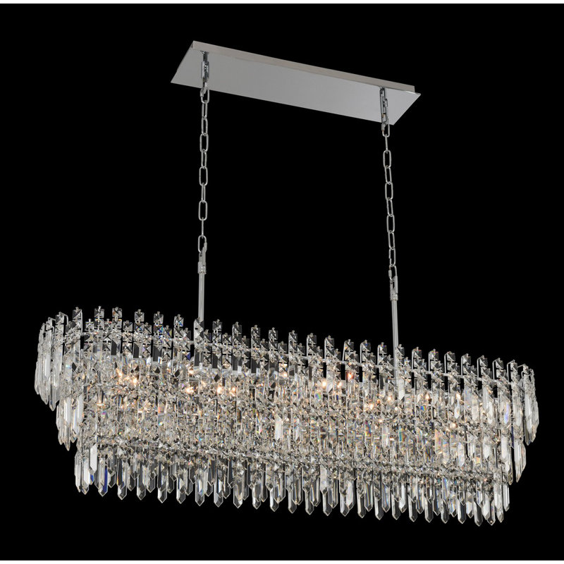 Pandoro 10-Light Crystal and Chrome Linear Chandelier