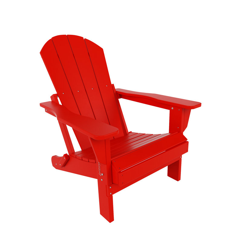 Chaise Adirondack en plastique avec table et repose-pieds Laguna, Rouge