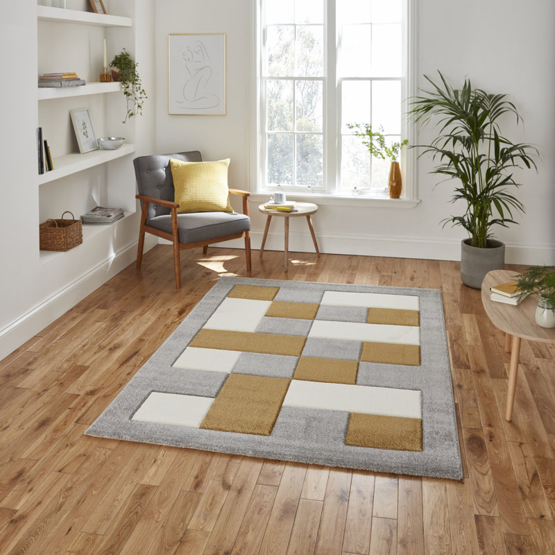 Thackinh area rug Machine Woven Grey/Yellow, Rectangle 200 x 290cm